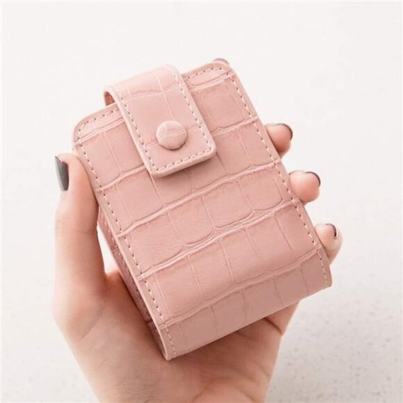 Makeup Lipstick Case for Women Travel Cosmetic Pouch Small Mini Leather - Picture 4 of 7